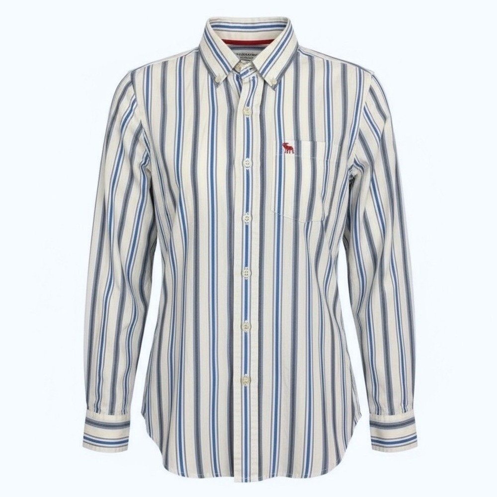 Abercrombie & Fitch Striped Button Down Long Sleeve Embroidered Logo Boys M